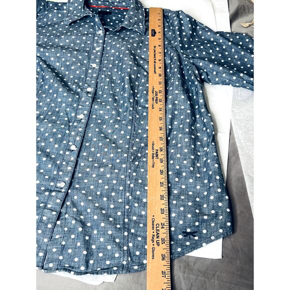 Talbots womens size 18WP button-up top grey/white polk-a-dot long sleeve career - Picture 4 of 10